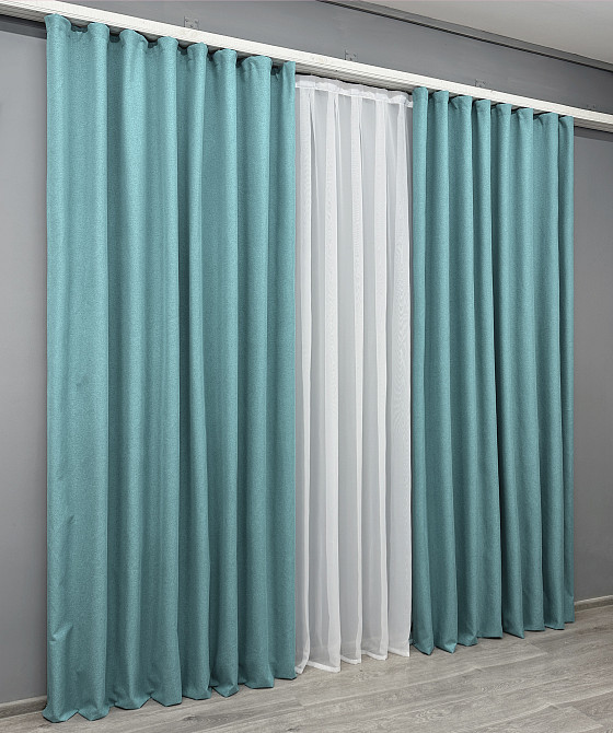 Комплект готовых штор VR-Textil Блэкаут двусторонний ASHEN NIGHT № 1846ш Лазурный 200х270 см 2 шт (32-213) Киев - изображение 4