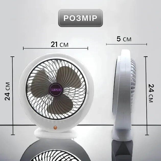 Настільний Портативний вентилятор 1200мАч JKJ-101, компактний розмір, універсальне застосування Одеса - фото 3