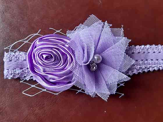 Детская сиреневая повязка - размер универсальный (на резинке), декор 8см Киев