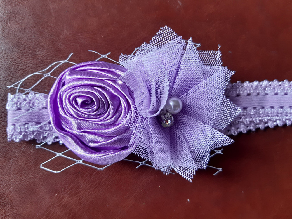 Детская сиреневая повязка - размер универсальный (на резинке), декор 8см Киев - изображение 2