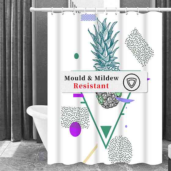 Шторка для ванны из полиэстера водонепроницаемая Bathlux 180x180 см с кольцами, занавеска для ванной комнаты Каменец-Подольский