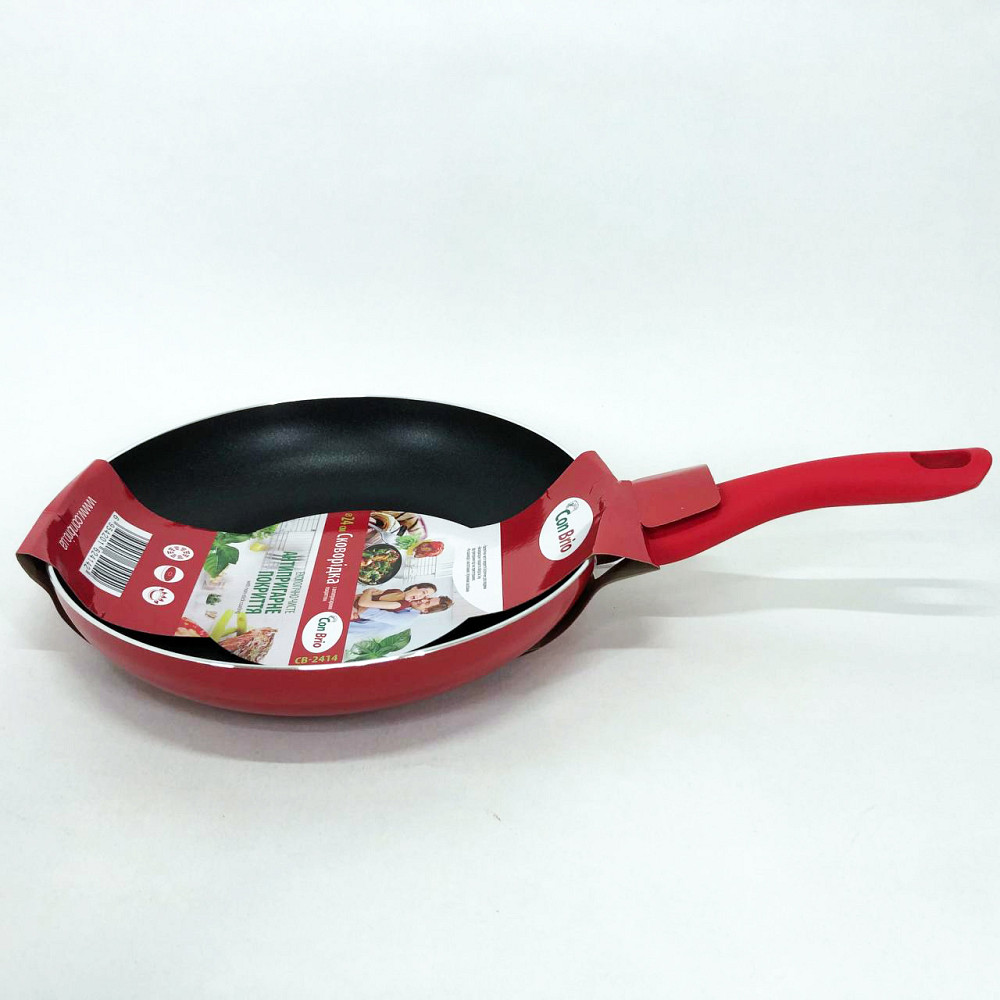 Сковорода с антипригарным покрытием внутренней поверхности Con Brio СВ-2414 24 см MW-49 Львов - изображение 1