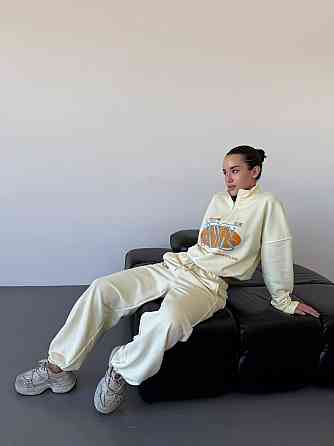 Женский прогулочный костюм двойка турецкая петля-пенье 100% хлопок Молочный Одесса