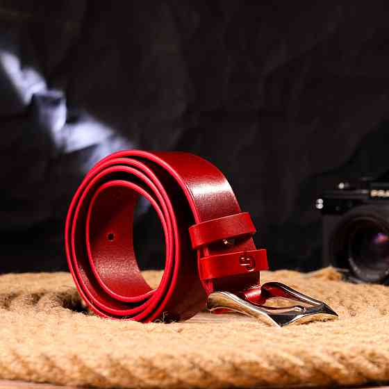 Стильний жіночий ремінь під джинси з натуральної шкіри Grande Pelle 21454 Червоний Київ