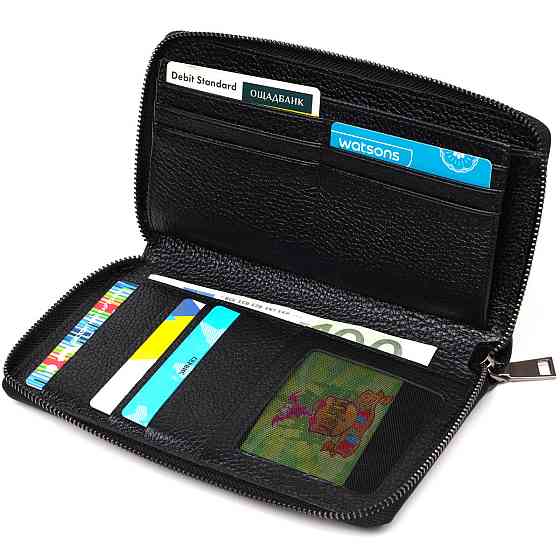 Місткий чоловічий клатч з одним відділенням з натуральної шкіри BOND 22029 Чорний Київ