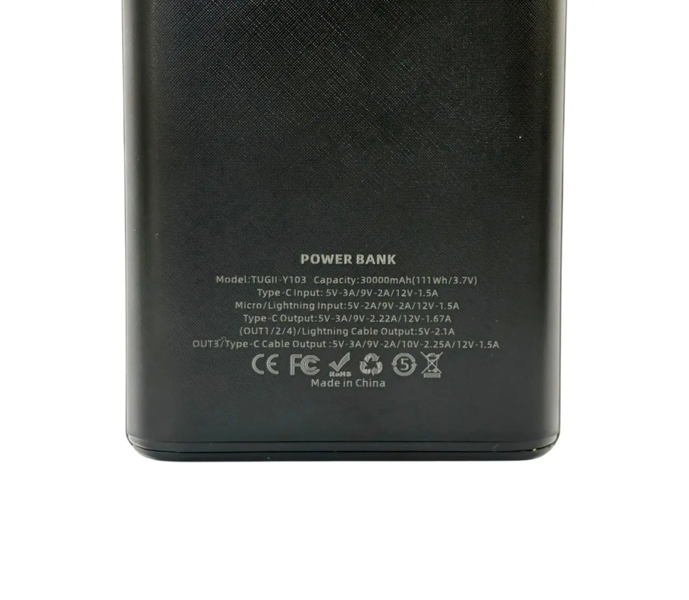 Power Bank TUGII Y103 30000 мАг, зовнішній акумулятор, швидка зарядка, USB/Type-C Одеса - фото 7