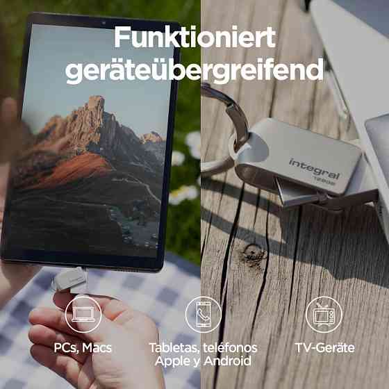 Флешка Integral 360-Dual 256GB сірий USB 3.2 Gen1 Type-A/Type-C металевий 5Gbps OTG для ноутбука смартфона iPhone iPad Київ
