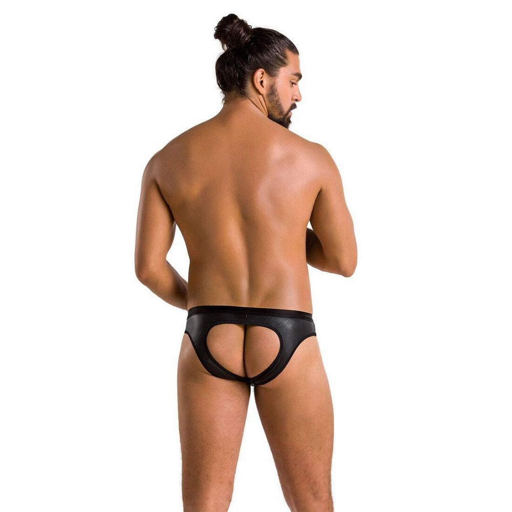 Мужские слипы с вырезами Passion 041 SLIP JOE XXL/XXXL Black, экокожа, открытые ягодицы Sex Aura Киев - изображение 4