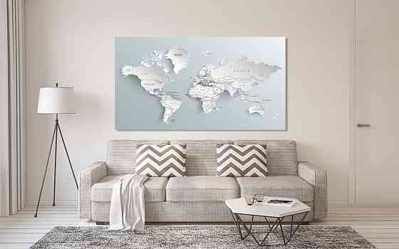Картина холст в гостиную / спальню   Мапа світу    MLP_343 80x120 см Киев