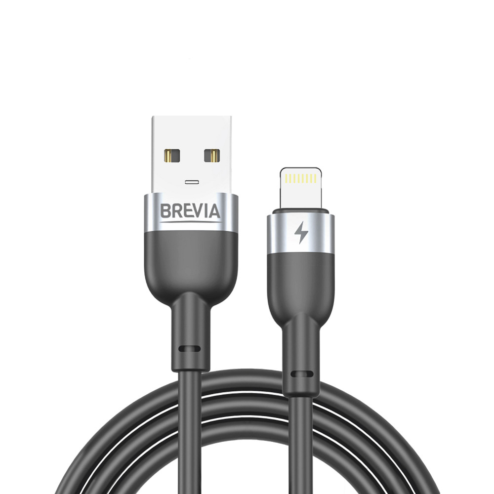 Кабель Brevia USB to Lightning 2,4A 1,2м, чорний ZIP (52120BULZ1) Львів - фото 1