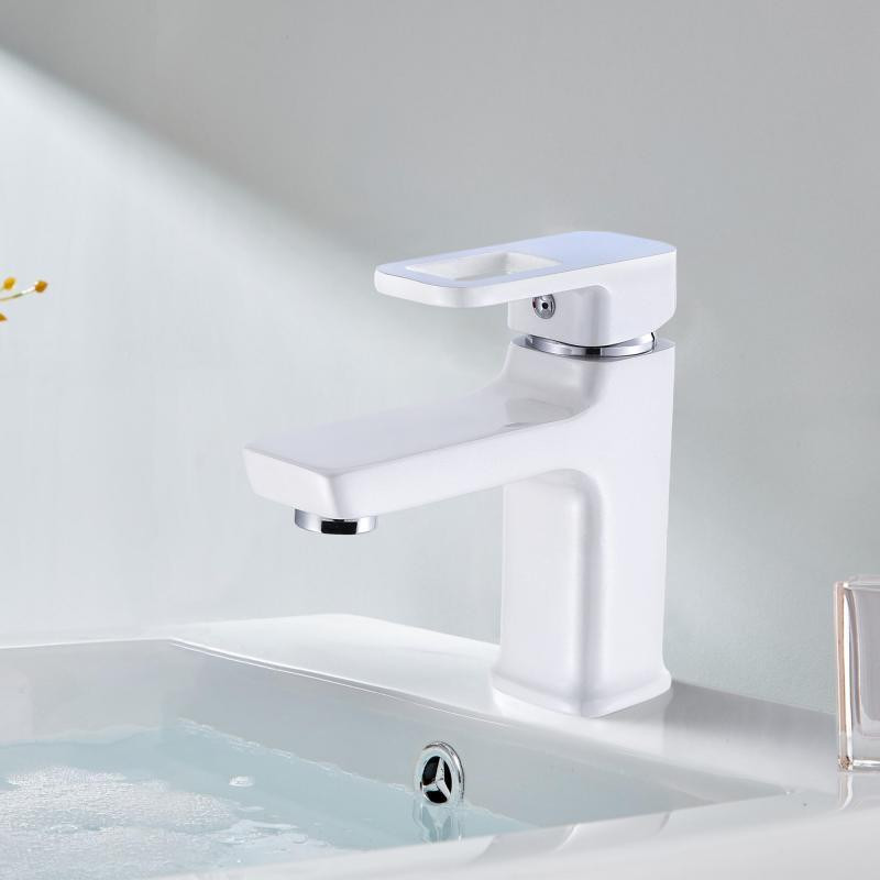 Смеситель Lidz Wawel 001 (k35) LDWAW001WHI45397 для раковины, однорычажный, низкий, белый, цинк, White Харьков - изображение 5