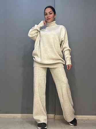Костюм жіночий My fashion 202401-101 брюки зі стрілкою шнурок та подовжений светр оверсайз one size, Одеса