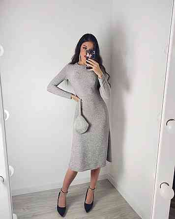 Жіноче романтичне святкове плаття міді з люрексу Сірий, 42/44 Одеса