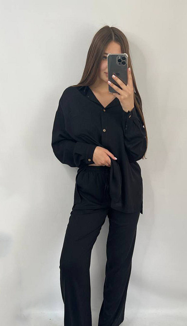 Костюм женский летний лён Черный 42/44 Харьков - изображение 3