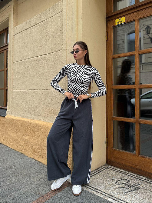 Женские стильные теплые штаны оверсайз с лампами флис,, polar’’ Графит, 42/44 Одесса - изображение 3