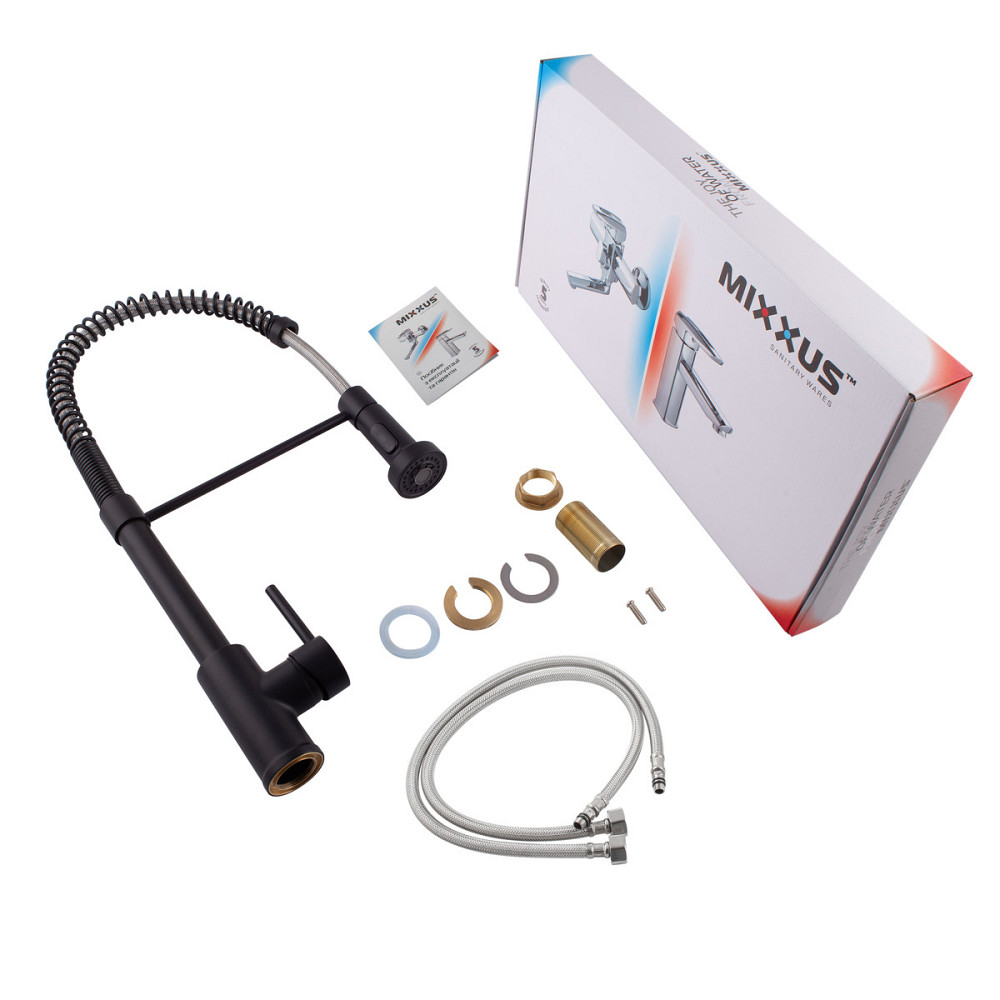 Кухонный смеситель с пружинным изливом Mixxus Premium SPRING 017 BLACK (MI6951) Харьков - изображение 5