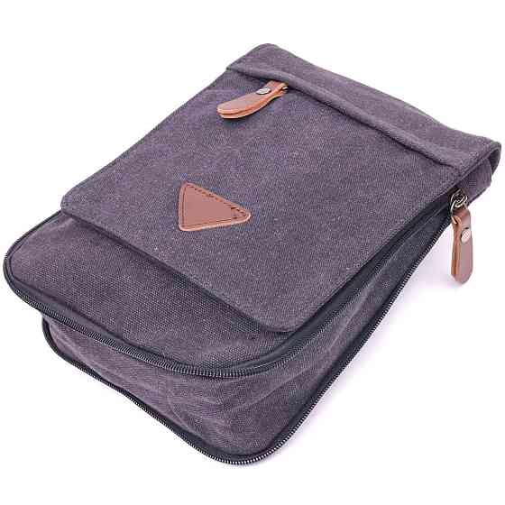 Вертикальная мужская сумка текстильная 21265 Vintage Черная Киев