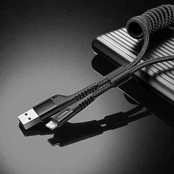 Кабель Lightning Baseus Fish eye Spring Data USB-Lightning CALSR-01 (Чорний, 1м) Миколаїв