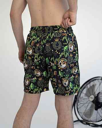 Пляжные шорты мужские черные Pobedov Vocation Kripta Киев