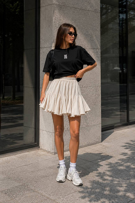 Юбка женская Fardi 286 мини пышная воланы короткая one size, бежевый, one size Киев - изображение 12