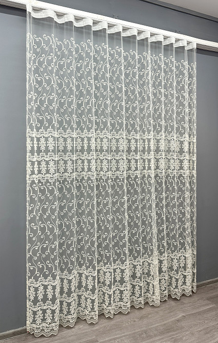 Тюль VR-Textil 1854т Фатин с вышивкой Корд Молочный 300х270 см (40-208) Киев - изображение 3