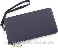 Классический кошелек-клатч на молнии синего цвета из натуральной кожы ST Leather Киев - изображение 4