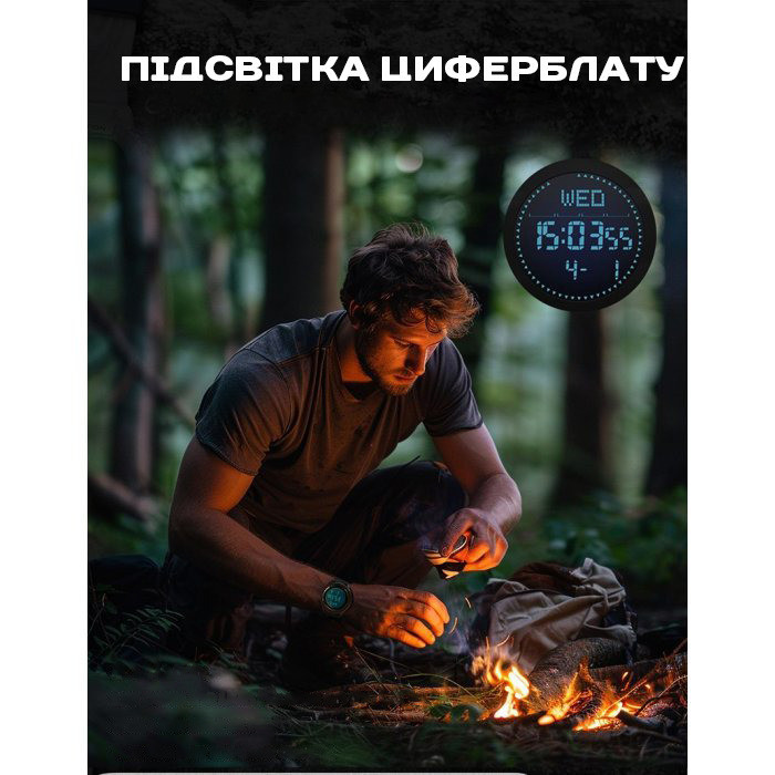 Часы мужские водостойкие тактические North Edge Nexus с компасом Черный Киев - изображение 10