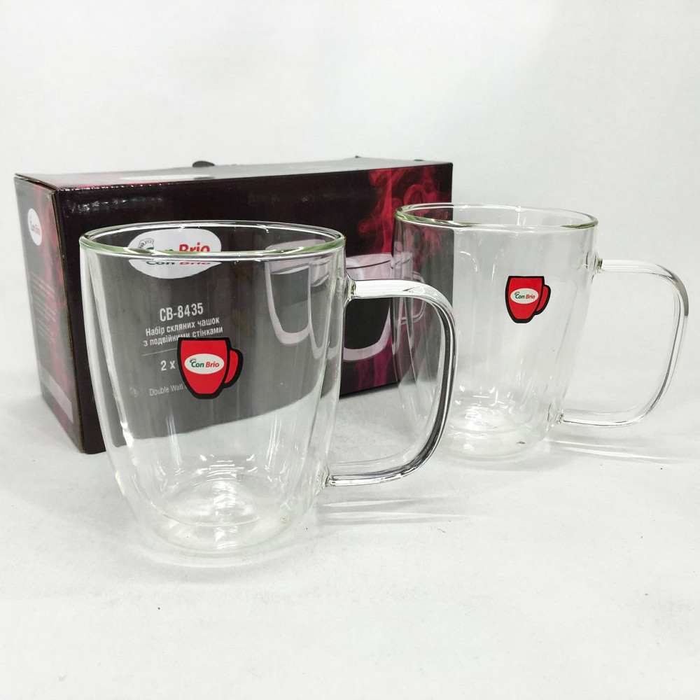 Кружка с двойным дном Con Brio СВ-8435-2, 2шт, 350мл, Кружки стеклянные с двойным дном HI-40 Львов - изображение 8