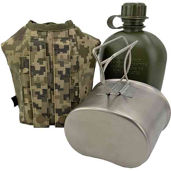Фляга з нержавіючою кружкою в чохлі Cordura 1000 D Піксель ММ-14 Київ