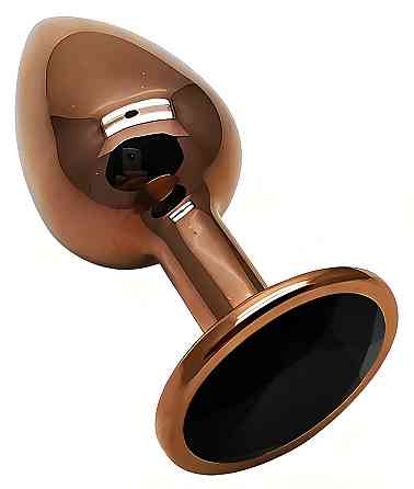 Анальна пробка з кристалом EGZO - Dark Gold Round Plug Black, size S Sex Aura Київ