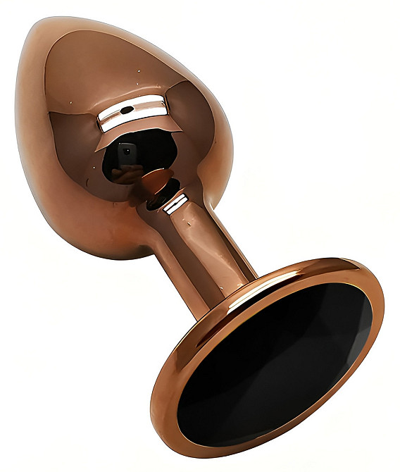 Анальна пробка з кристалом EGZO - Dark Gold Round Plug Black, size S Sex Aura Київ - фото 2