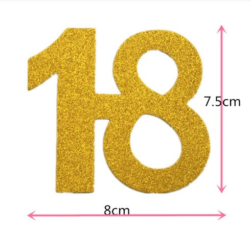 Топпер в торт цифра 18 с блестками 75 на 80 мм золотистый Киев - изображение 2