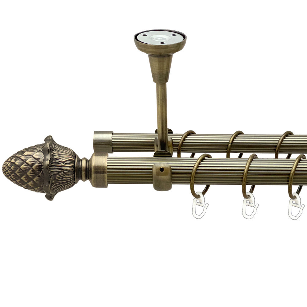 Карниз Orvit Цинара металевий дворядний відкритий до стелі рифлена труба кільце металеве Антик 25\19 мм 160 см Львов - изображение 1