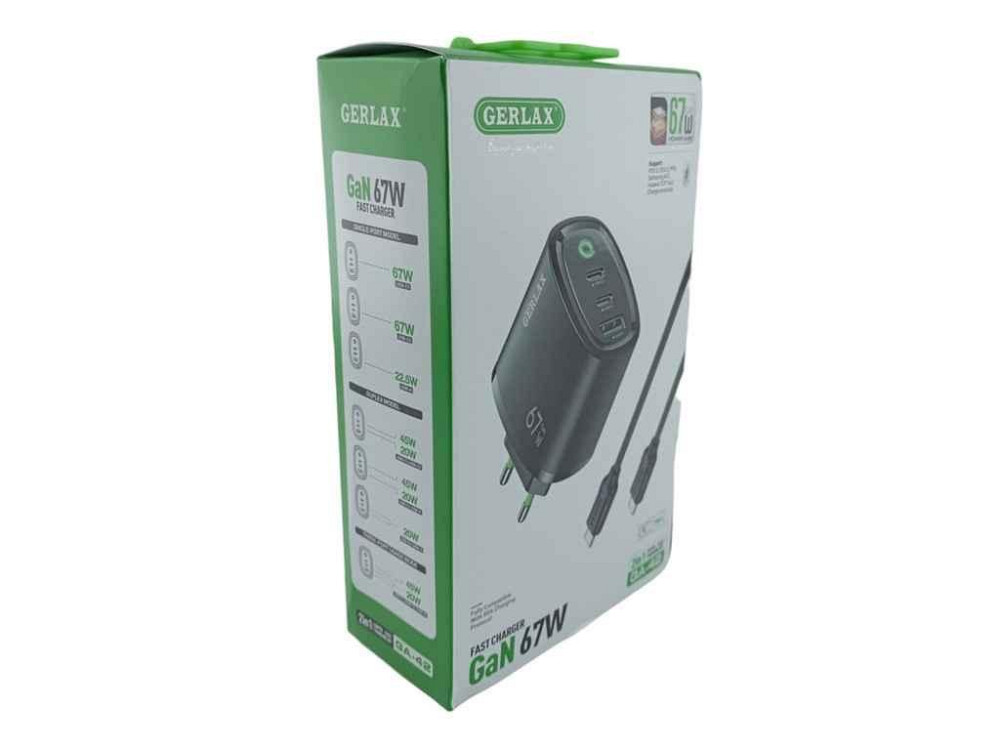 Мережевий зарядний пристрій Type-C to Type-C GA-42 2PDUSB 67W ТМ Gerlax Київ - фото 1