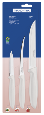 Набір ножів Tramontina Plenus light grey, 3 предмети (6740820) Київ
