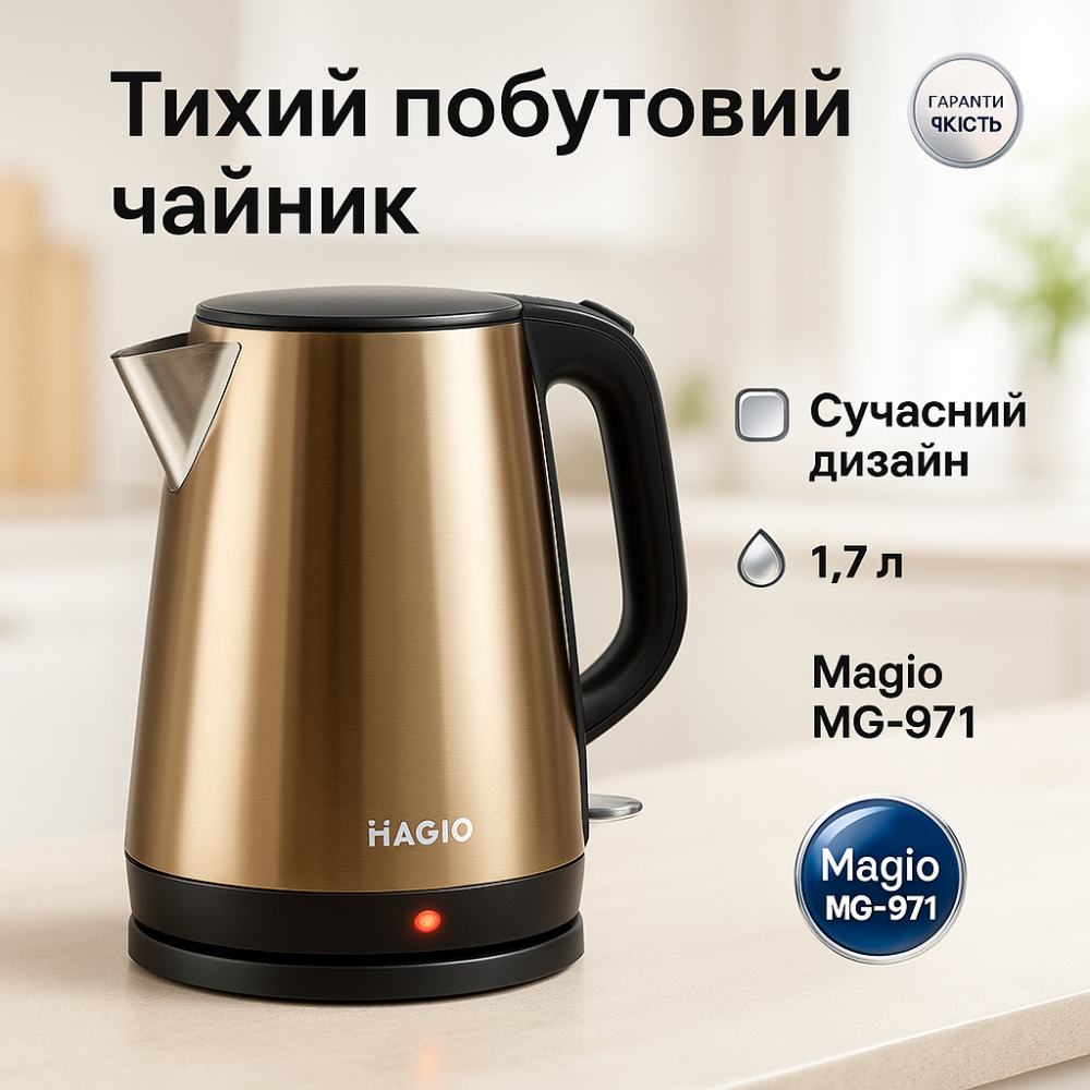 Чайник електричний для дому MG-971, Електричний чайник з індикатором роботи Найкращий QF-68 Львів - фото 13