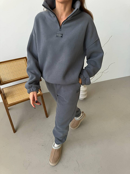 Женский повседневный костюм из плотного флиса полар. Графит, 46/48 Одесса - изображение 6