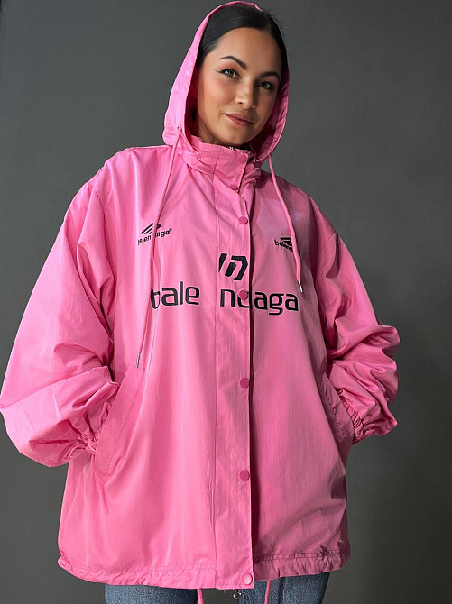 Куртка женская Lady Yep 9096 ветровка оверсайз удлиненная с капюшоном и надписями, розовый, one size Киев - изображение 11