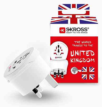 Адаптер-перехідник SKROSS 101308 / 1.500225-E білий для UK (BS) подорожній заземлений 230V універсальний для 50+ країн ноутбука Київ