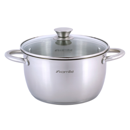 Каструля нержавіюча сталь 3л з кришкою порожнисті ручки 4902 KAMILLE Житомир - изображение 2
