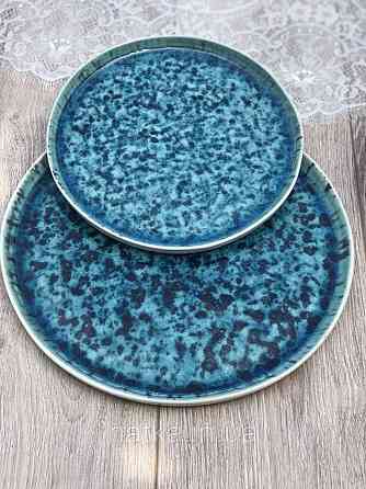 Тарілка Olens "Totem" 27 см кругла кераміка синя овальна для дому та ресторанів Київ