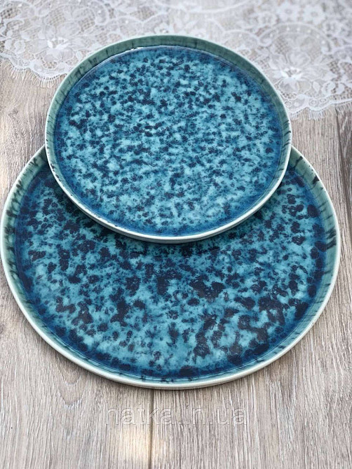 Тарілка Olens "Totem" 27 см кругла кераміка синя овальна для дому та ресторанів Київ - фото 3