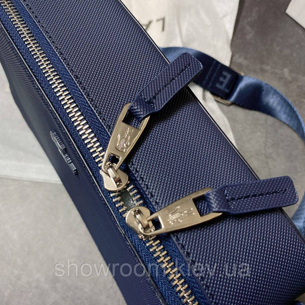 Мужская брендовая сумка через плечо Lacoste (2028) синяя Киев - изображение 3