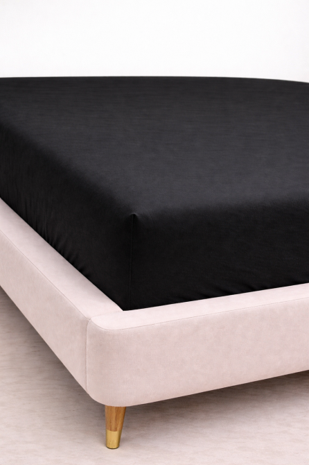 Простирадло на резинці Ecotton 90х200 см фланель бавовняне Black чорного кольору Коломыя - изображение 1