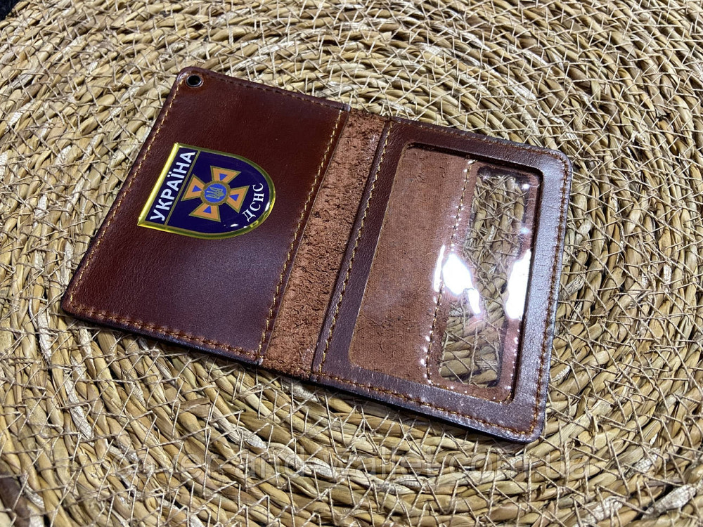 Кожаная обложка на пластиковое удостоверение ДСНС с шевроном Киев - изображение 4