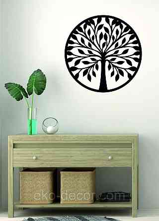 Декоративное настенное Панно «Дерево» Декор на стену 90*90 см, Черный Киев