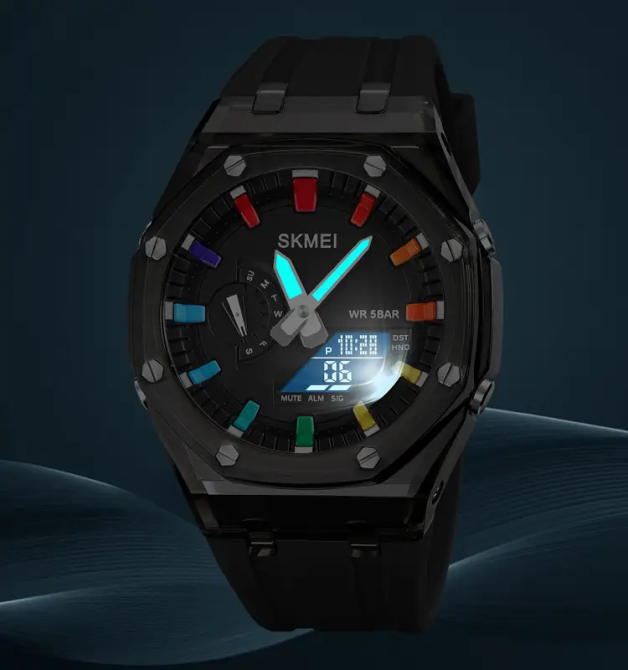 Годинники чоловічі спортивні Skmei 2100 (Чорні з чорним циферблатом) Київ - фото 6