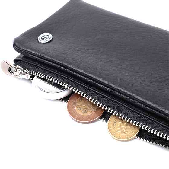 Вертикальный бумажник унисекс из мягкой натуральной кожи ST Leather 22743 Черный Киев