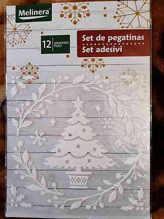 Новорічна наклейка на вікно Ялинка Melinera 18 на 18 см білий Київ