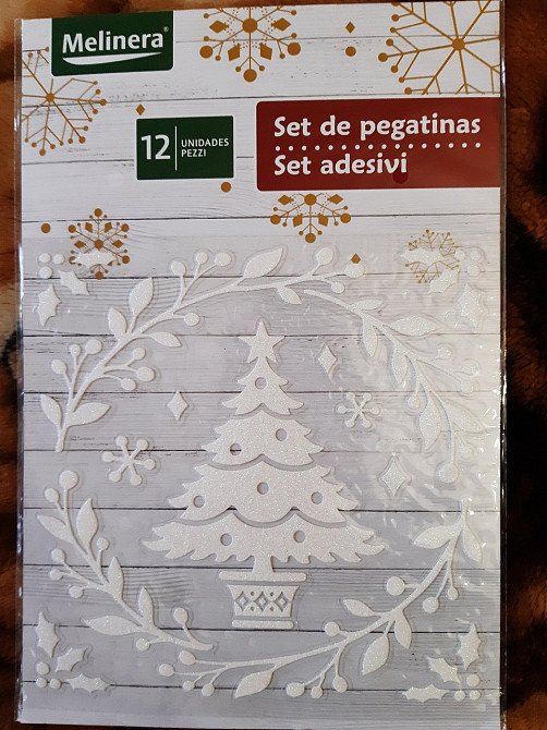 Новорічна наклейка на вікно Ялинка Melinera 18 на 18 см білий Київ - фото 3
